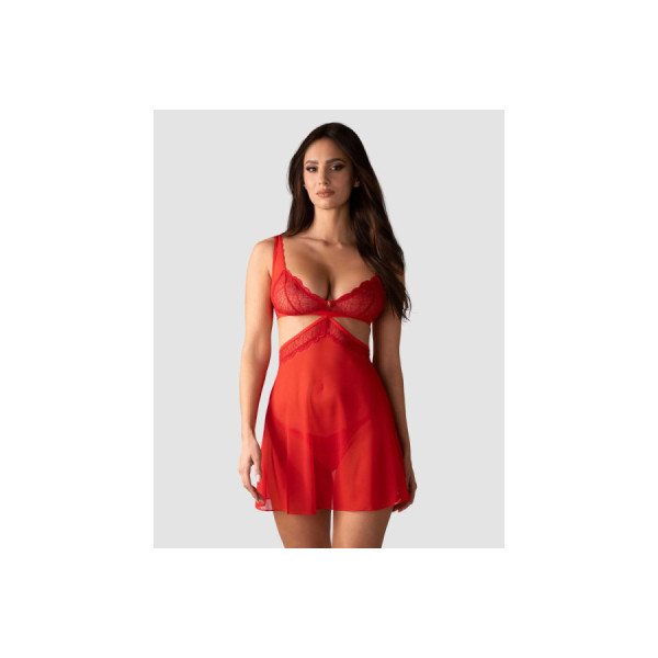 Cupide Desir babydoll et String - Rouge
